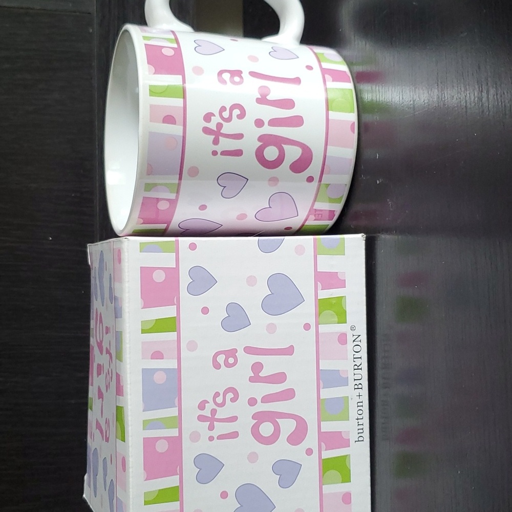 Baby Its a Girl Ceramic Mug Hand Painted Gift Boxed